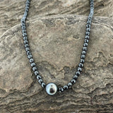 Hematite and Tahitian Pearl Necklace