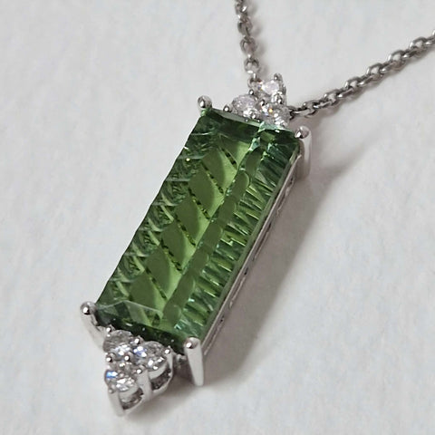 Green Tourmaline and Diamond Pendant