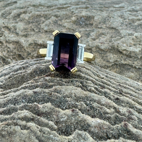 Bi-colour Tourmaline and Diamond Ring