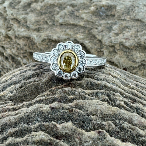 Yellow Diamond Cluster Ring