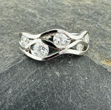 Platinum Multi Diamond Wave Ring