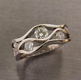 Platinum Multi Diamond Wave Ring