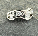 Platinum Multi Diamond Wave Ring