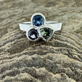 Aquamarine and Sapphire Trio Ring