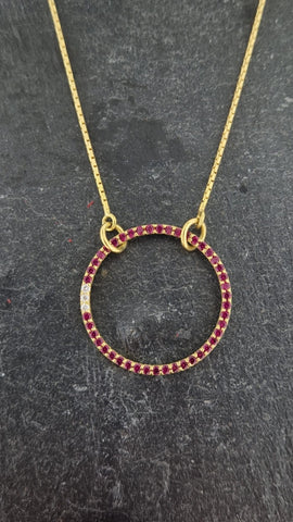 Ruby and Diamond Circle Necklace