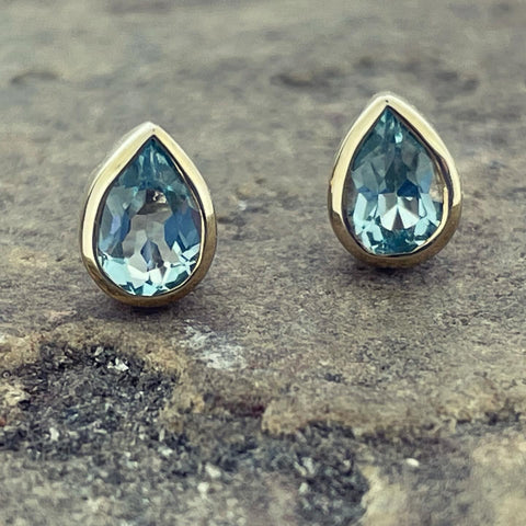 Blue Topaz Pear Shaped Studs